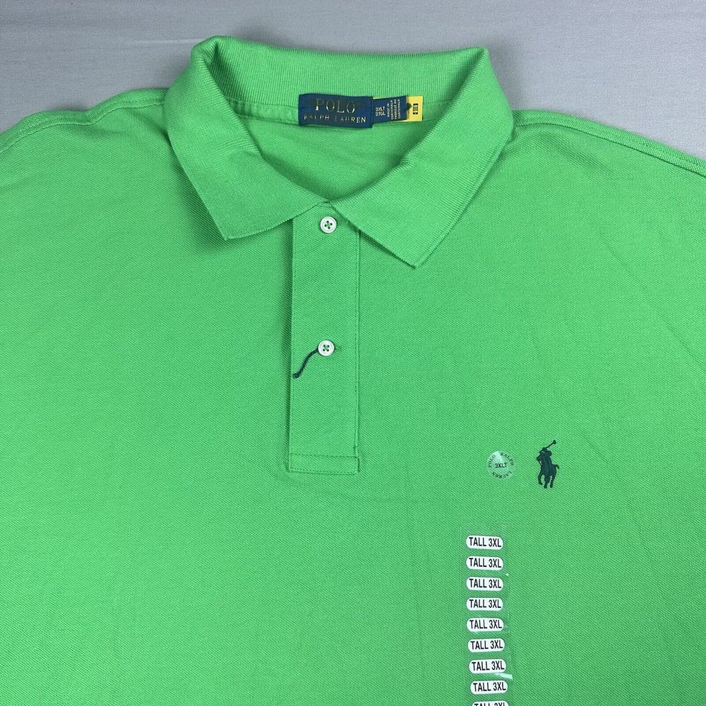 Polo Ralph Lauren Polo Shirt Mens 3XLT Green Solid Short Sleeve Mesh Casual